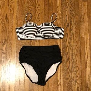 Cupshe All About U Stripe High-Waisted Bikini Set